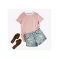 thumbnail image 3 of Womens T Shirt Short Sleeve Crew Neck Basic Color Block Tee Tops, 3 of 6