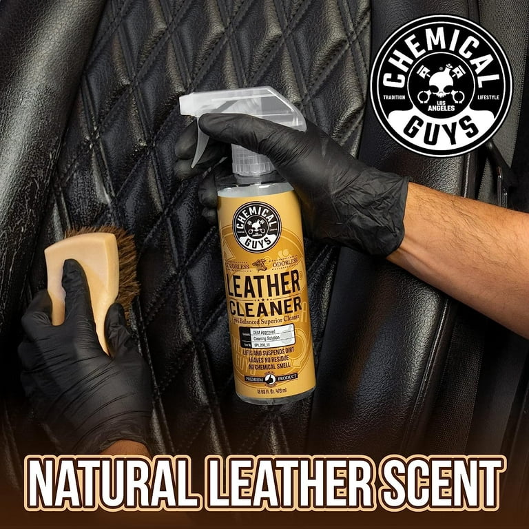 Chemical Guys SPI_109_16S Leather Cleaner and Conditioner Complete Leather  Care Kit (16 fl oz) + TVD_109_16 Silk Shine Protectant Dressing For Tires