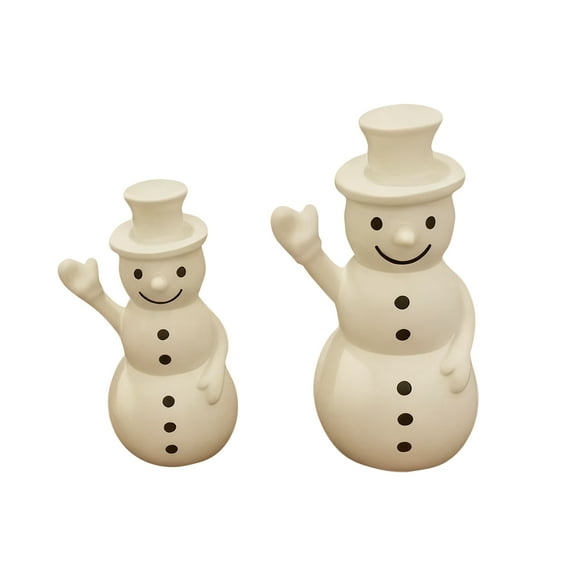 JIhuahe 2-Piece Christmas Snowman Resin Figurines for Holiday Table Decor, Winter Themed Home Accents for Mantel and Shelf Display for Christmas Season