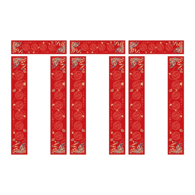 3 juegos de papel de coplas en , decoraciones Chun Lian, papel de caligrafía Xuan rojo, decoración del año del Caballo para puerta de entrada Estilo E