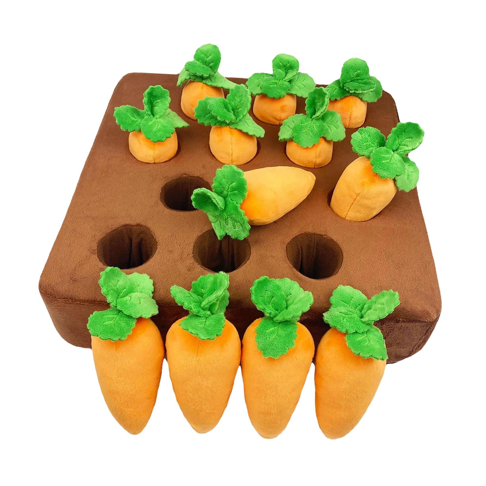 Garden Carrot Plush Toy Vegetable Fruit Pet Interactive Puzzle Foraging Training Educational Toy Increase Dog Enrichment Toys , Multi, 36cmx36cm