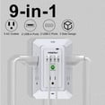 thumbnail image 3 of Extensor de enchufe POWRUI de 5 tomas y 4 puertos USB con luz nocturna, 3 of 7