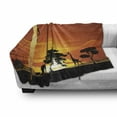 thumbnail image 3 of Animal Soft Flannel Fleece Throw Blanket, Woman and Wild Landscape with Animals, Cozy Plush for Indoor and Outdoor Use, 50" x 70", Burnt Orange Black, by Ambesonne, 3 of 6