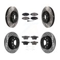 thumbnail image 1 of Transit Auto Front Rear Coated Drilled Slotted Disc Brake Rotors and Semi-Metallic Pads Kit for Car Volkswagen Jetta Taos KDF-101026, 1 of 11