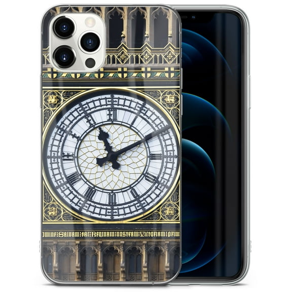 Case Yard iPhone-12/12-Pro Case Clear Soft & Flexible TPU Ultra Low Profile Slim Fit Thin Shockproof Transparent Bumper Protective Cover Drop Protective Cell Phone Cases (Big Ben Clock)