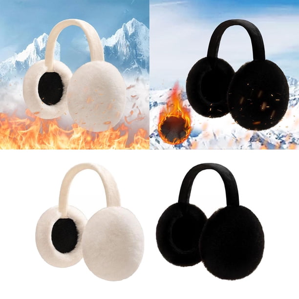 2 uds orejeras de felpa, orejeras, cubierta para las orejas, diadema cálida, suave, plegable, para actividades al aire libre, esquí, Camping, pesca, caminar Blanco negro Salvador Calentador de orejas de invierno