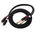 thumbnail image 3 of Cable de audio estéreo con carcasa de aleación de aluminio chapado en oro, mezclador de cables, cable de audio dual RCA a dual de 6,35 mm, adaptador de cable de interconexión de audio estéreo, 3 of 7