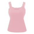 thumbnail image 2 of WCJM Lace Camisole Tank Tops for Women Crew-Neck Sleeveless with Built-In Bra Spaghetti Strap Padded Ribbed Casual Tops, 2 of 6