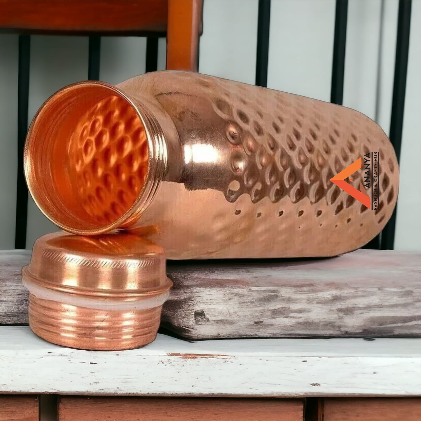 Hammered Copper Water Bottle Drinking Tumbler Ayurveda Health Benefits Set Of 4