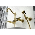 thumbnail image 4 of Kingston Brass KS1262ALBS Heritage Wall Mount Bridge Kitchen Faucet with Brass Sprayer, Polished Brass, 4 of 5