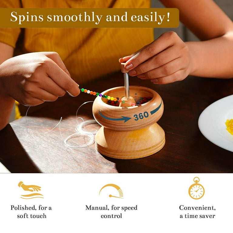 Shop LC Crafting Pine Wooden Bead Spinner with Needle for DIY