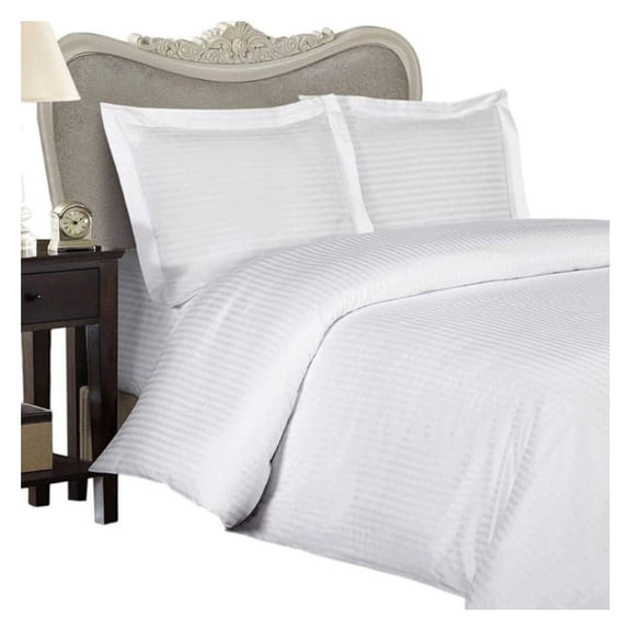 Italian 600 Thread Count Egyptian Cotton Sheet Set DEEP Pocket, Twin, White Stripe, Premium Italian Finish