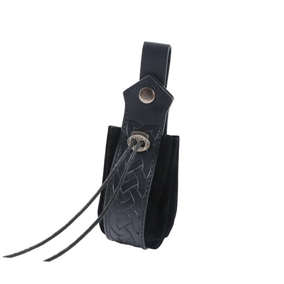 Wxqbjtam Medieval Knight PU Belt Pouch Wallet Vintage Embossed Pattern Bag Waist Belt Bag Black