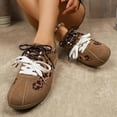 thumbnail image 3 of SCHUHLAND Women's Leopard Mix Color Lace-Up Sneakers, Round Toe, Low Heel, Soft Sole Casual Shoes, Brown, Size 36-43, 3 of 16