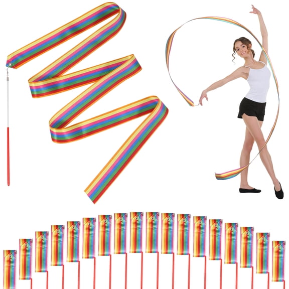 18Pcs Dance Ribbons for Kids Colorful Ribbon Streamers Rhythmic Gymnastics Twirling Ribbons Polyester Ribbon Wands Dance Ribbon Party Favors for Artistic Dancing Decoration Props