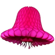 3-pack 11 Inch Hanging Honeycomb Tissue Paper Bell Decoration, Cerise, by Devra Party