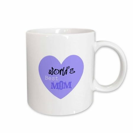 

3dRose Worlds Best Mom Purple Heart Mothers Day Ceramic Mug 11-ounce