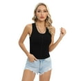thumbnail image 1 of Xmarks Women's Round Neck Sleeveless Vest Racerback Tank Top Workout Yoga Black US 6-14, 1 of 7