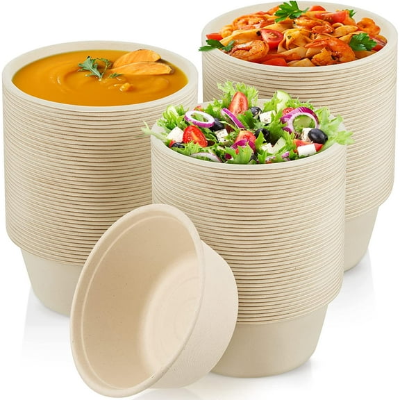 Tessco 150 Pieces 40 oz Disposable Paper Bowls Convenient Large Bowl Soup Bowls Made of Bagasse Sugarcane Bowls for Daily Use for Salad, Hot Soup, and Pasta