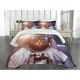 thumbnail image 3 of Ambesonne Space Cat Quilted Bedspread Set 3 Pcs, Kitty Lunar Eclipse, King Size, White and Blue, 3 of 5