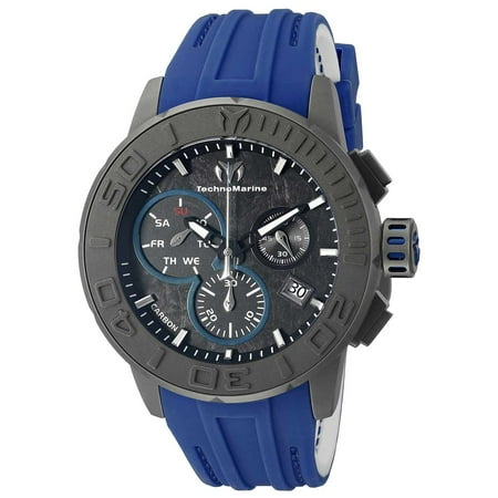 Technomarine TM-515003 Men's Reef Carbon Black Dial Blue Silicone Strap Chronograph Watch