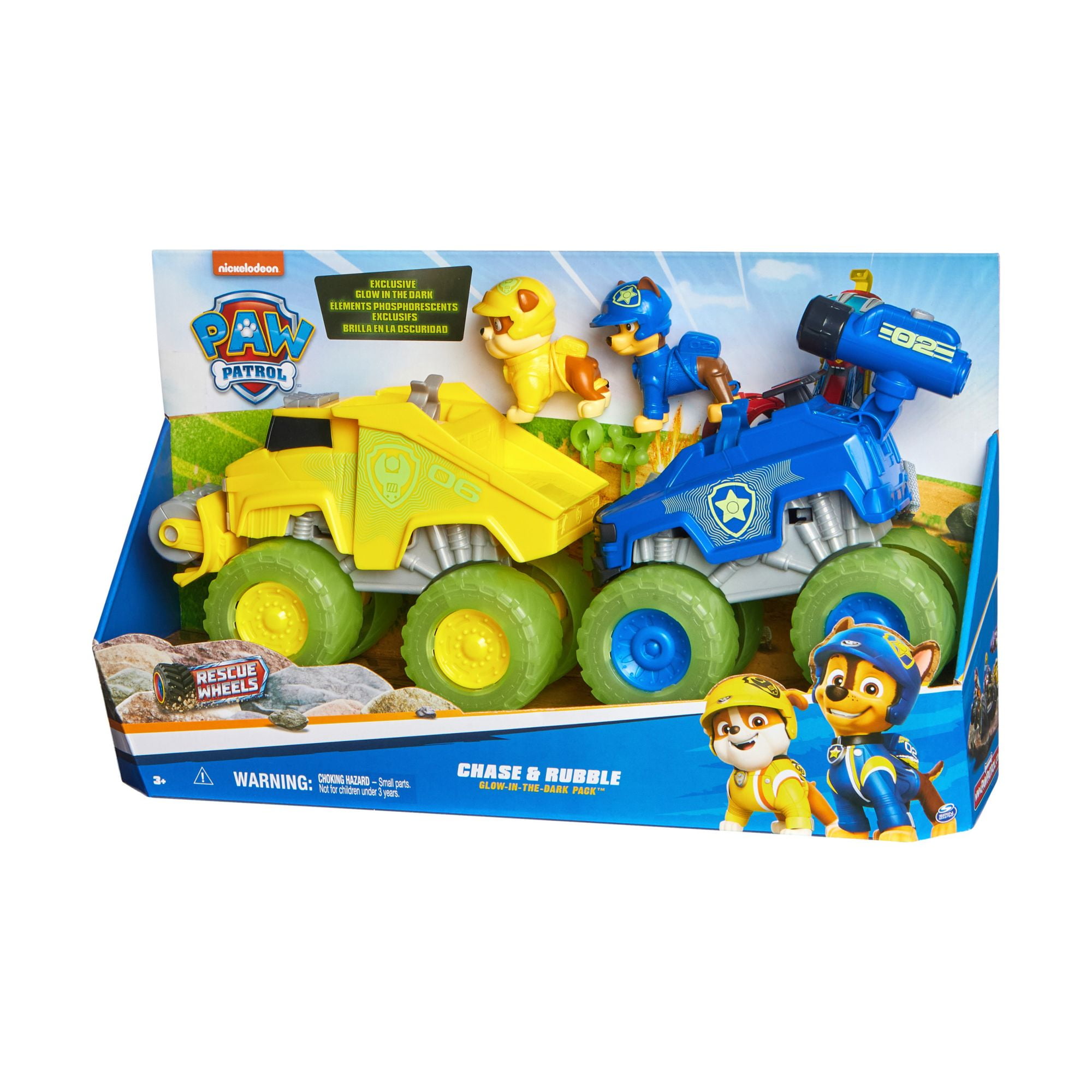 PAW Patrol Chase-Rubble Rescue Wheels with Rescue Tools, and Collectible Action Figures