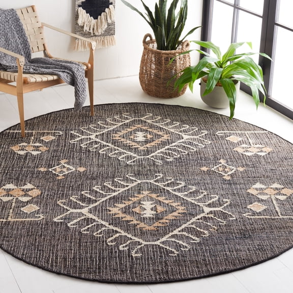 Safavieh Kilim Lisette Tribal Area Rug, Black/Ivory, 3' x 3' Round