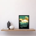 thumbnail image 2 of Mount Fuji Sunrise Landscape in Teal Blue and Tan Artwork Framed Wall Art Print A4, 2 of 4
