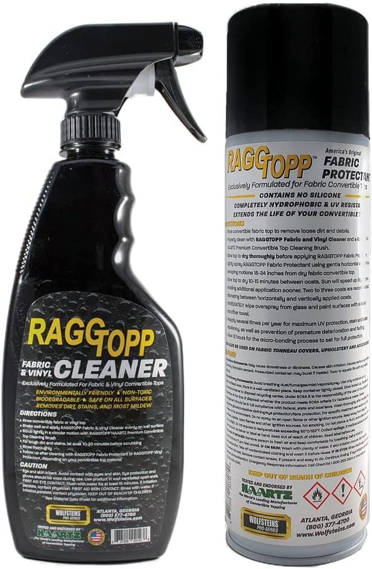 RAGGTOPP Fabric Convertible Top Cleaner & Protectant Kit with Brush & Glass Towel