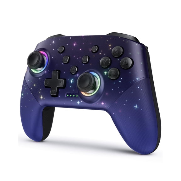 Switch Controller, LED Star Wireless Pro Controllers Compatible with Switch/Lite/OLED, Multi-Platform Windows PC with 9 Colors Colorful RGB Lights/Programmable/Vibration/Turbo/Wakeup