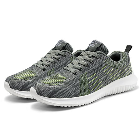 Aayomet Men Sneakers Wide Shoes Breathable Sport Mesh Soft Men Casual Lace-Up Fashion Bottom Men s Gray 11