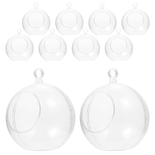 10 piezas de adornos rellenos transparentes Bola de plástico de bricolaje Bola de plástico para la decoración de la fiesta de Navidad