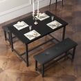 thumbnail image 2 of CazToi 44" Dining Table Set for 4 with 2 Upholstered Benches Metal Frame & Wood Top Kitchen & Dining Set, 2 of 11