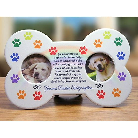 Dog Bone Shaped Double Picture Frame Rainbow Bridge Poem Com