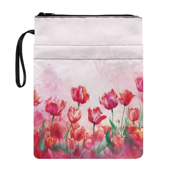 HELLHERO Red Tulips Vintage Polyester Fabric Book Sleeve Cover for Men 8.66 x 11.42 for Classroom Library Washable