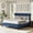 Blue, variant on Christopher Knight Home Queen Linen Upholstered Platform Bed, Curved Back Headboard with Button Tufted, Beige