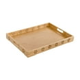 thumbnail image 1 of Bandeja de bambú para servir con asas, bandejas de madera para mesa de café para el hogar, bandeja de comida apilable para restaurante para desayunar 33 x 22 x 5 cm, 1 of 9