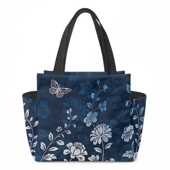 chaqlin Butterfly Floral Insulated Lunch Bags for Women Large Lightweight Lunch Box for Work Picnic Travel Water Resistant Leakproof Tote Bag with Handle