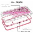thumbnail image 4 of TASHHAR iPhone 14 Pro Case with Screen Protector 3 in 1 Anti Scratch Protection Clear Bling Glitter Shockproof Durable Moving Shiny Quicksand Liquid Case for iPhone 14 Pro 6.1 inch 2022 Phone Pink, 4 of 9