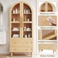 thumbnail image 3 of Walsunny Arched Freestanding Bathroom Storage Cabinet with Drawers Glass Doors, Wooden Tall Cabinet with Shelves, Space-Saving Organizer for Bathroom, Natural Wood Color, 3 of 8