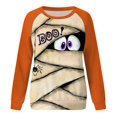 thumbnail image 5 of HCYSFG Womens Halloween Sweatshirts Mummy Casual Crewneck Long Sleeve Ribbed Drop Shoulder Relaxed Fit Pullovers Holiday Tops, 5 of 6