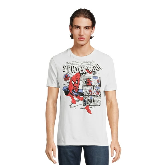 Marvel Spider-Man Men's Comic Graphic Tee with Short Sleeves, Sizes S-3XL