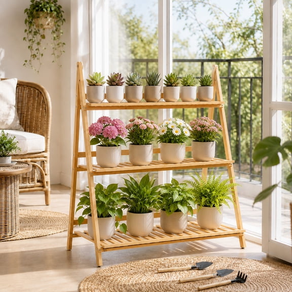 3-Tier Foldable Bamboo Plant Stand