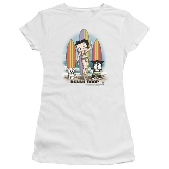 Betty Boop Surfers S/S Junior Women's T-Shirt Sheer White