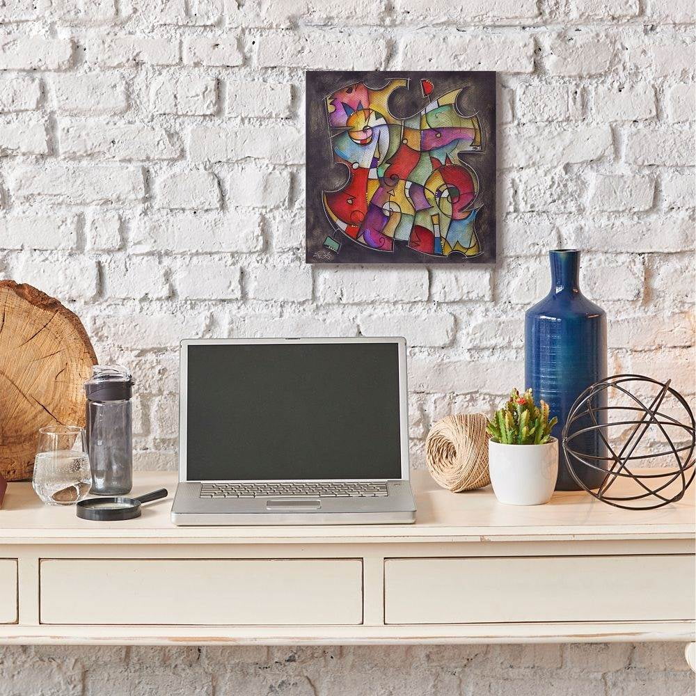 Stupell Industries Colorful Geometry Abstract Distressed Texture Painting Canvas Wall Art by Eric Waugh