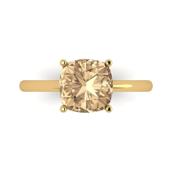 Clara Pucci 14K Yellow Gold 2.5ct YellowMoissanite Solitaire Ring for Women