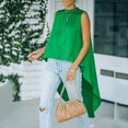 thumbnail image 4 of Summer Tops for Women Fashion Round Neck Sleeveless Solid Color Irregular Casual Tee Tops, 4 of 8