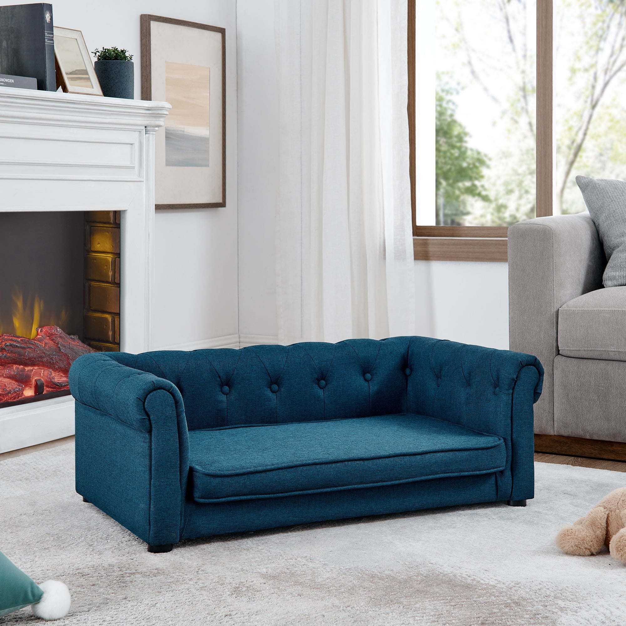 Orthopedic Sofa Dog Bed For Small And Medium Pet, Durable Elevated Dog Sofa Bed, Easy To Clean, 40"*23"*14", Blue