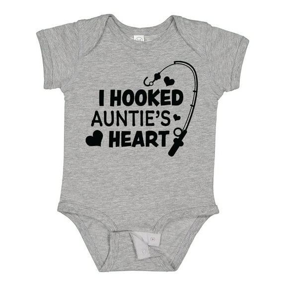 Inktastic I Hooked Auntie's Heart with Fishing Rod Boys or Girls Baby Bodysuit