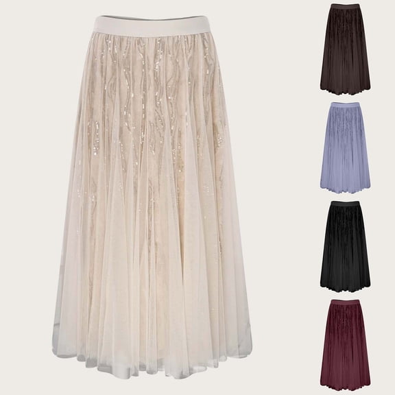 XINPING Womens Skirts Summer Long Column Striped Soft Boho Long Skirt Trendy Floral a Line Beach Skirt Vacation Outfit
